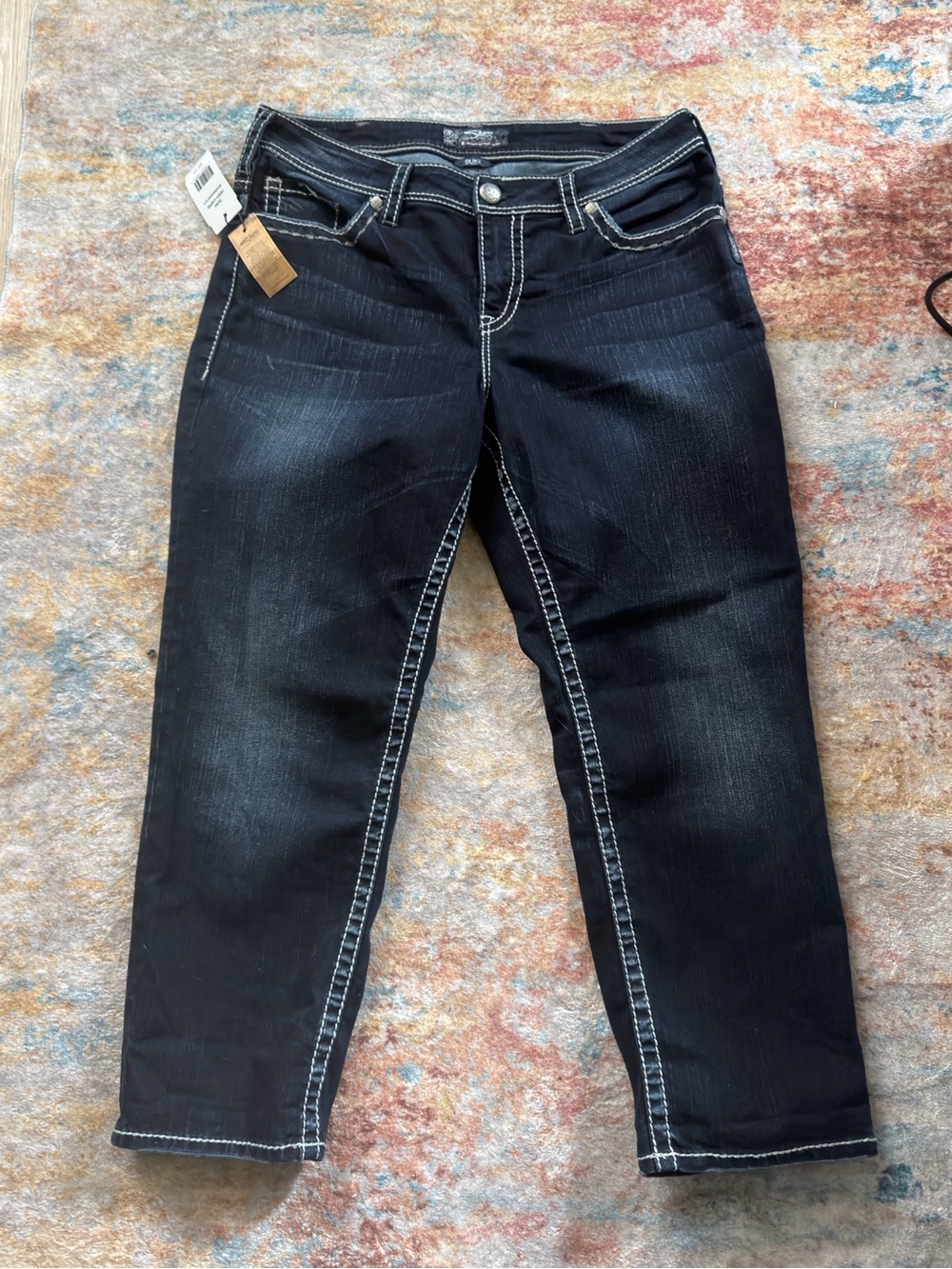 Silver Women's Dark Wash Straight Leg Jeans - Black NWT size 14